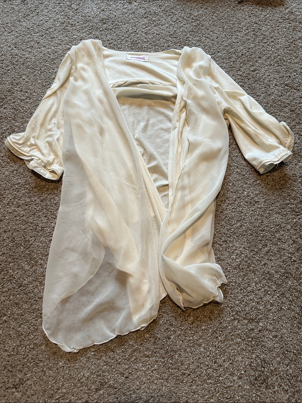 Lightweight Cream Sheer Open-Front Lingerie Cardigan